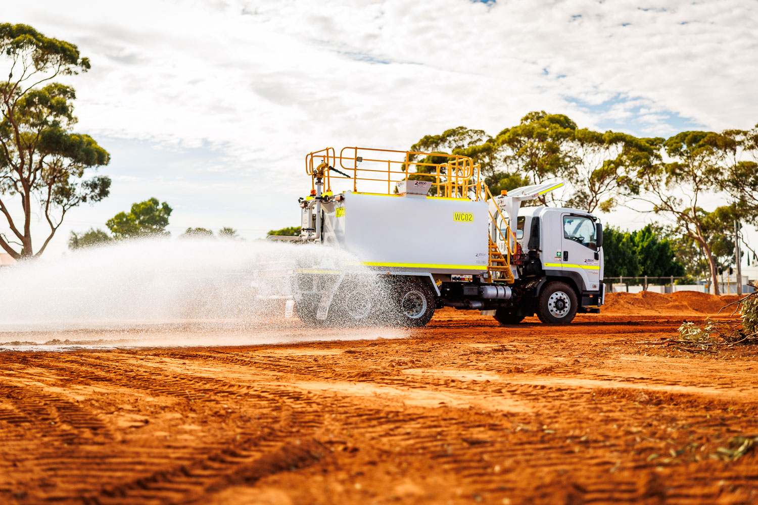 Isuzu water truck dust suppression on site